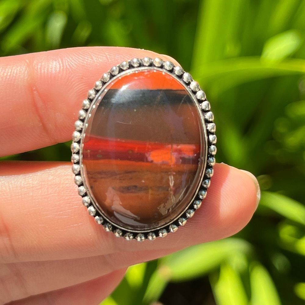 Size 9.75 925 silver plated red jasper ring